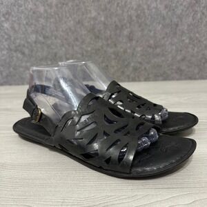 Born Handcrafted Black Leather Cutout Slingback Sandals Womens 10 D20403 CQB14